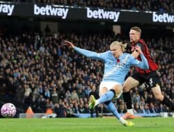 **Brace Haaland Dorong Man City Ungguli Bournemouth 2-1 di Babak I**